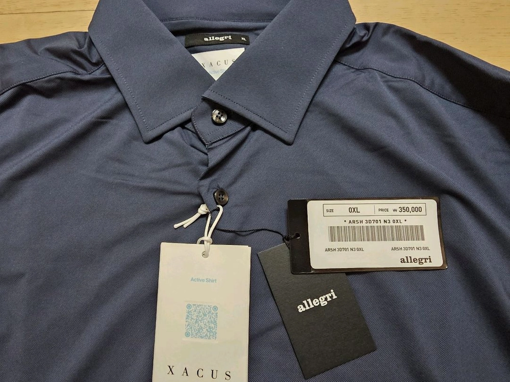 알레그리 xacus 액티브 드레스 셔츠 네이비 XL 105 정가 35만원 이미지