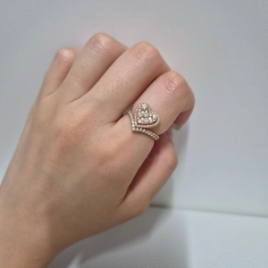 14k 천연다이아 파베 하트 반지 이미지