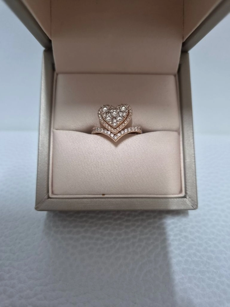 14k 천연다이아 파베 하트 반지 이미지