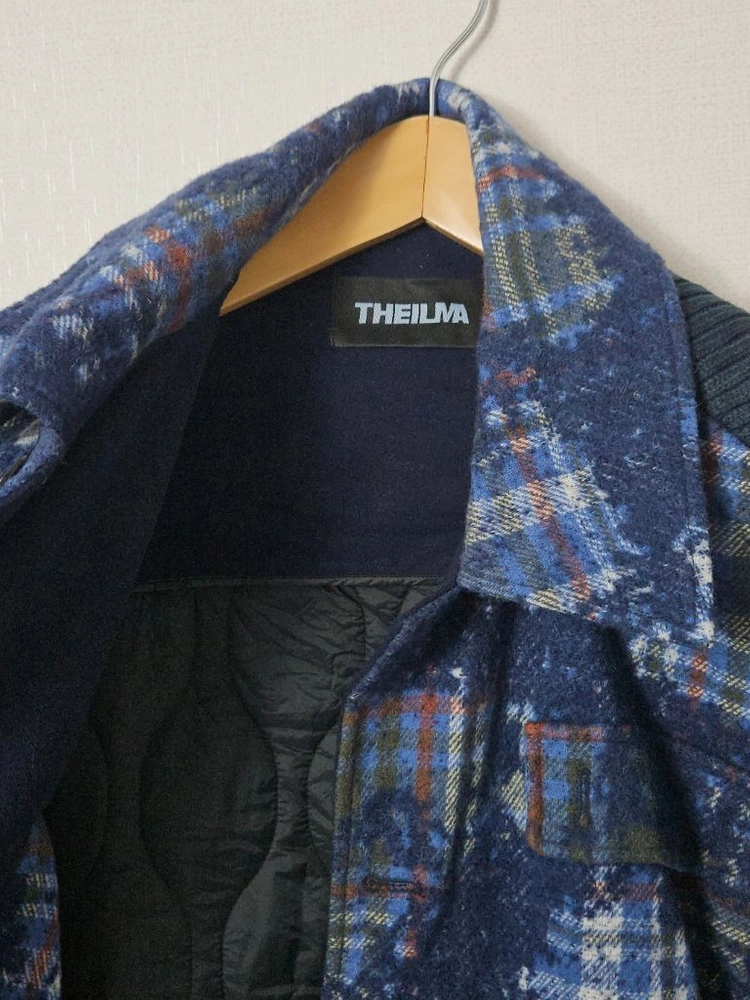 더일마 THEILMA 25FW 링고믹스 체크자켓 니트 누빔자켓 울 알파카 L (거의 새상품) 이미지