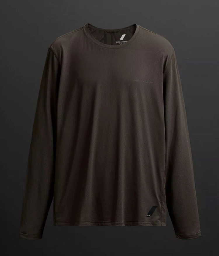 ZARA ATHLETICZ 펀칭 긴소매 티셔츠 브라운 M 이미지