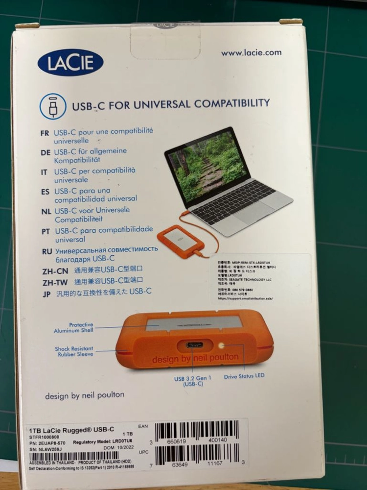 LACIE RUGGED USB-C 1TB 외장하드 이미지