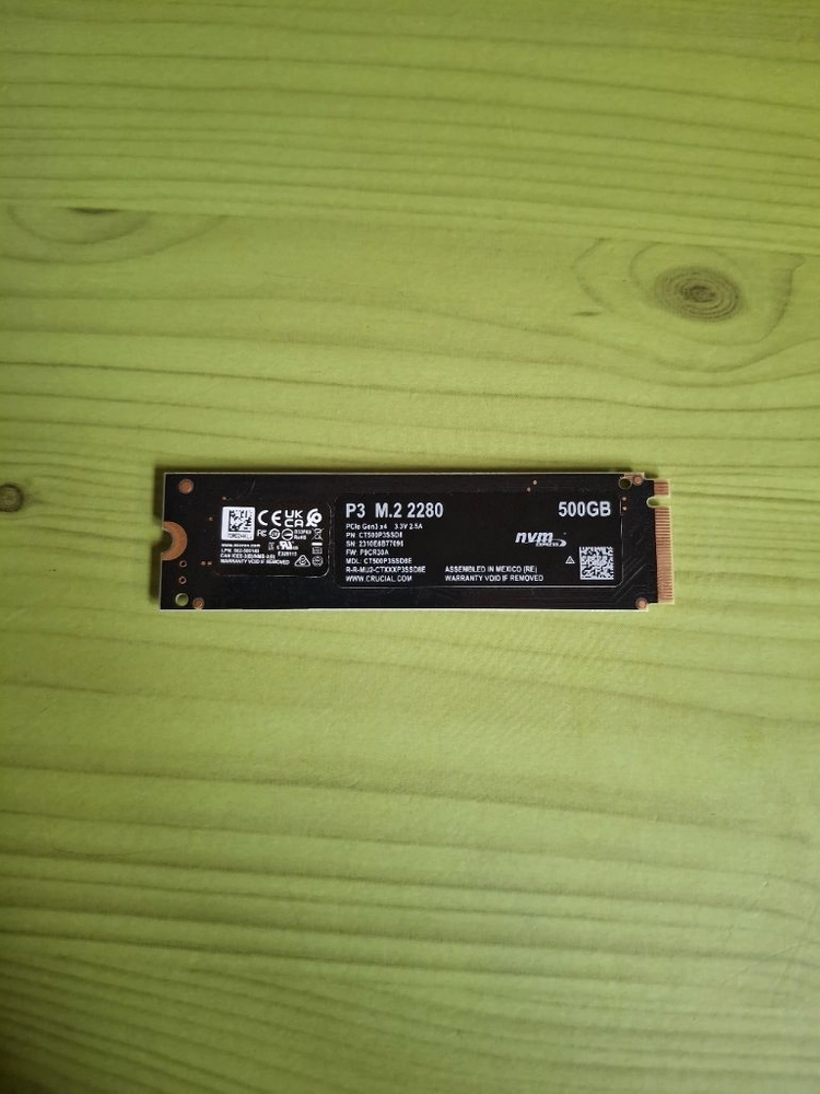 민트급 크루셜 NVME 500GB M.2 SSD 이미지