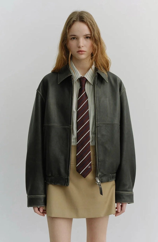 던스트 UNISEX DRIZZLER LEATHER JACKET_UDJU6A105_BRUSHED BLACK 이미지