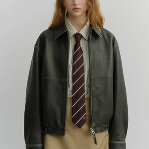 던스트 UNISEX DRIZZLER LEATHER JACKET_UDJU6A105_BRUSHED BLACK 이미지
