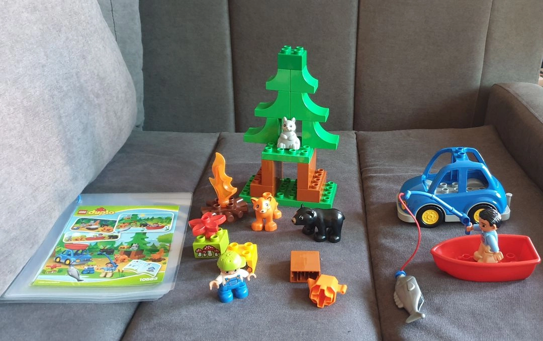 중고 lego 레고 듀플로 캠핑카와 동물 친구들 아빠 아들 낚시 이미지