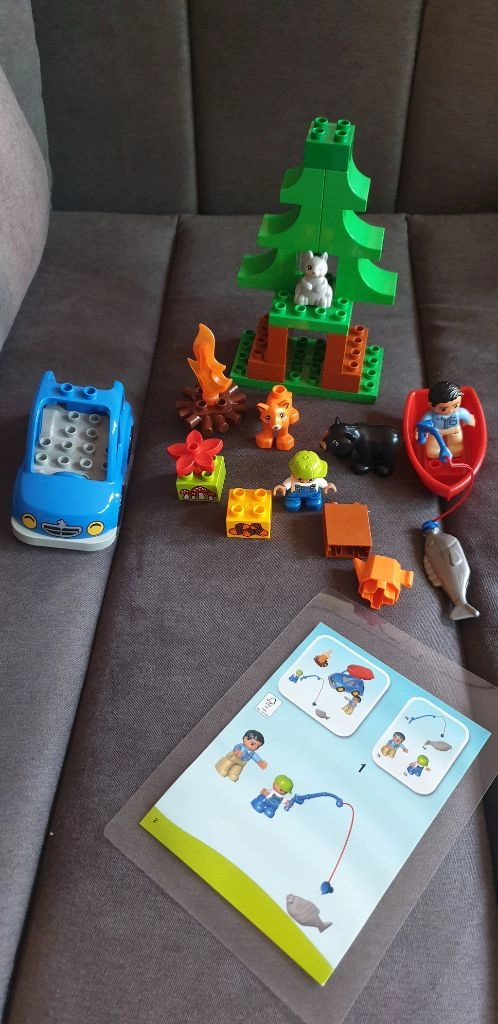 중고 lego 레고 듀플로 캠핑카와 동물 친구들 아빠 아들 낚시 이미지