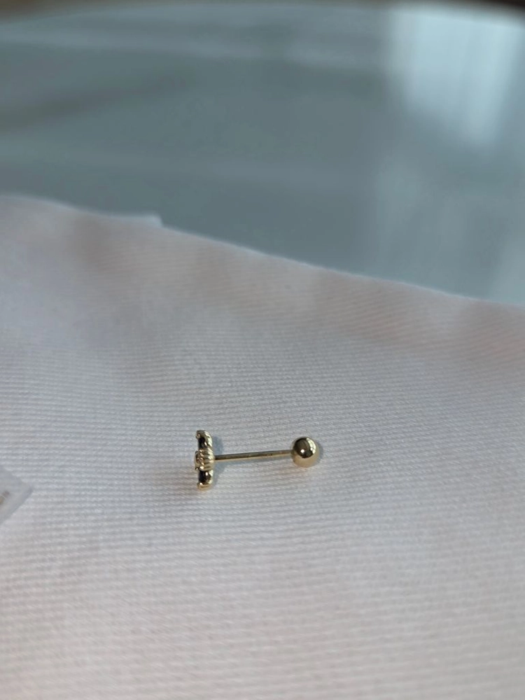 14K 블랙 플라워 피어싱 8mm 옐로우골드 이미지