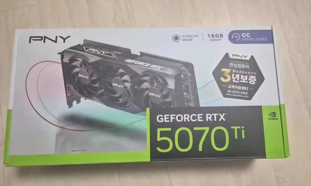 (미개봉) PNY 지포스 RTX 5070 Ti OC D7 16GB 팝니다 이미지