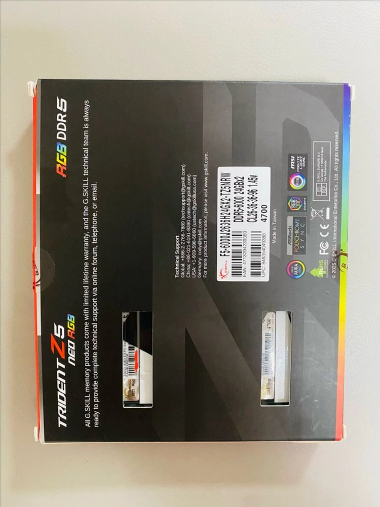 G.SKILL DDR5 지스킬 6000 CL26 화이트 (48GB~24Gx2).. 이미지
