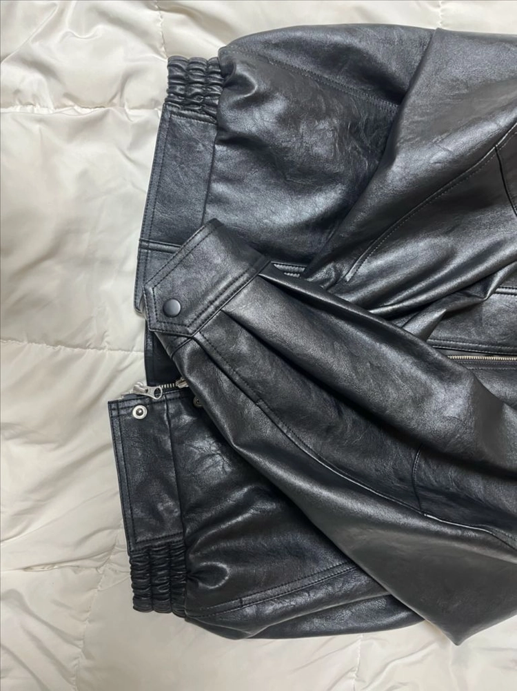 링서울 오버핏 레더 자켓 over fit leather blouson jacket-black 이미지
