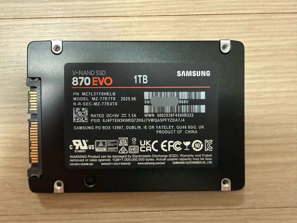 삼성 SSD 870 EVO 1TB 판매합니다 이미지