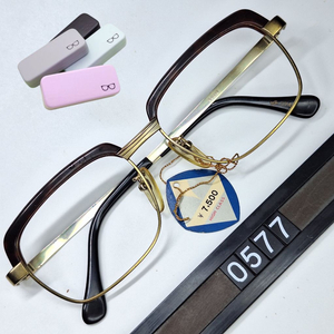VOC 574 안경테 54mm 하금테 골드 스퀘어 일본 빈티지 데드스톡 사바에 레트로 클래식 앤틱 복고 아메카지 이미지