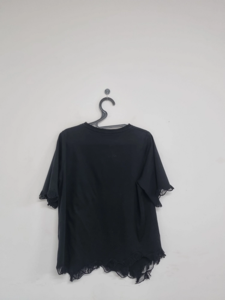 랑방컬렉션 LANVIN COLLECTION 블랙 레이스 반팔 블라우스 이미지