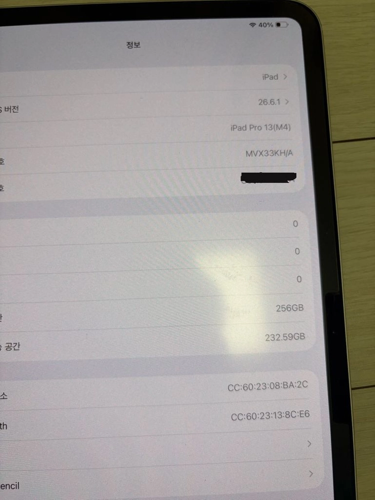 S급 ) 아이패드 프로 M4 13인치 256gb 실버 배터리 100 이미지