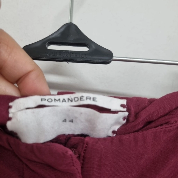 포망데르 POMANDRE 이태리 린넨 혼방 버건디 와이드 팬츠 이미지