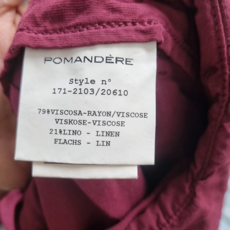 포망데르 POMANDRE 이태리 린넨 혼방 버건디 와이드 팬츠 이미지