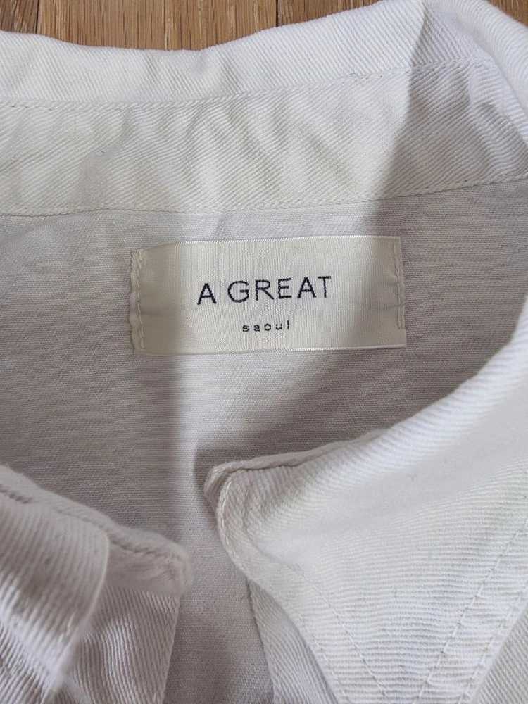 A.GREAT 화이트데님 오픈 셔츠형 자켓 화이트 가슴반품 54 이미지
