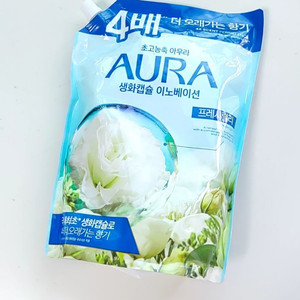 아우라 생화캡슐 초고농축 섬유유연제 프레시릴리 1.7L 리필 비누향 코튼향 이미지