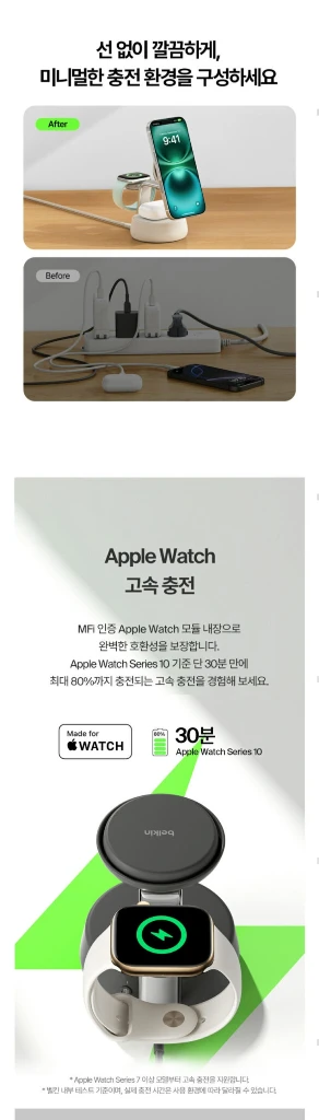 [미개봉]벨킨 0i2 25W 3in1 울트라차지 프로 마그네틱 초고속 무선 스탠드 충전기 차콜 WIZ040krCH 이미지