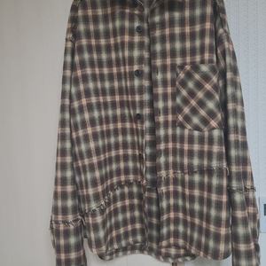 ZARA 자라 브라운 프린지 체크셔츠 간절기 가을 아우터자켓 M 오버핏 루즈핏 빅포켓 이미지