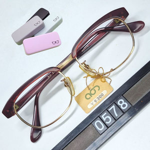 AG FRAME NO.224 안경테 46mm 콤비 하금테 여성용 일본 빈티지 데드스톡 레트로 앤틱 복고 아메카지 이미지