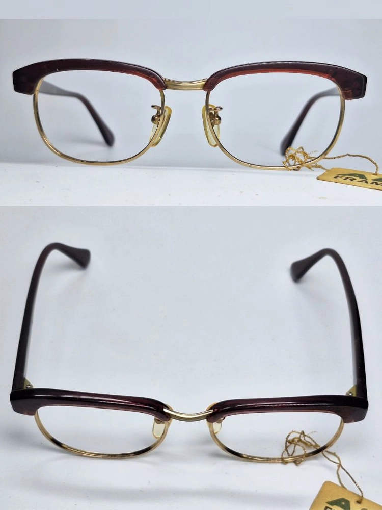 AG FRAME NO.224 안경테 46mm 콤비 하금테 여성용 일본 빈티지 데드스톡 레트로 앤틱 복고 아메카지 이미지