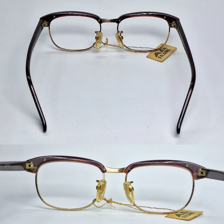 AG FRAME NO.224 안경테 46mm 콤비 하금테 여성용 일본 빈티지 데드스톡 레트로 앤틱 복고 아메카지 이미지