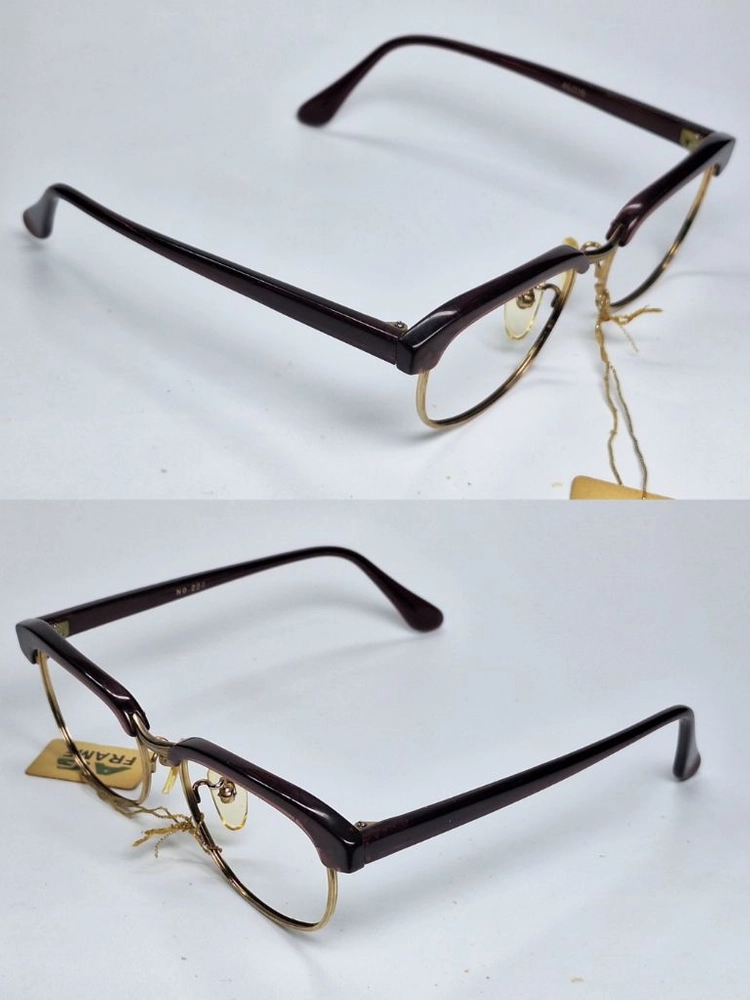 AG FRAME NO.224 안경테 46mm 콤비 하금테 여성용 일본 빈티지 데드스톡 레트로 앤틱 복고 아메카지 이미지