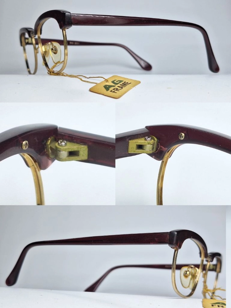 AG FRAME NO.224 안경테 46mm 콤비 하금테 여성용 일본 빈티지 데드스톡 레트로 앤틱 복고 아메카지 이미지