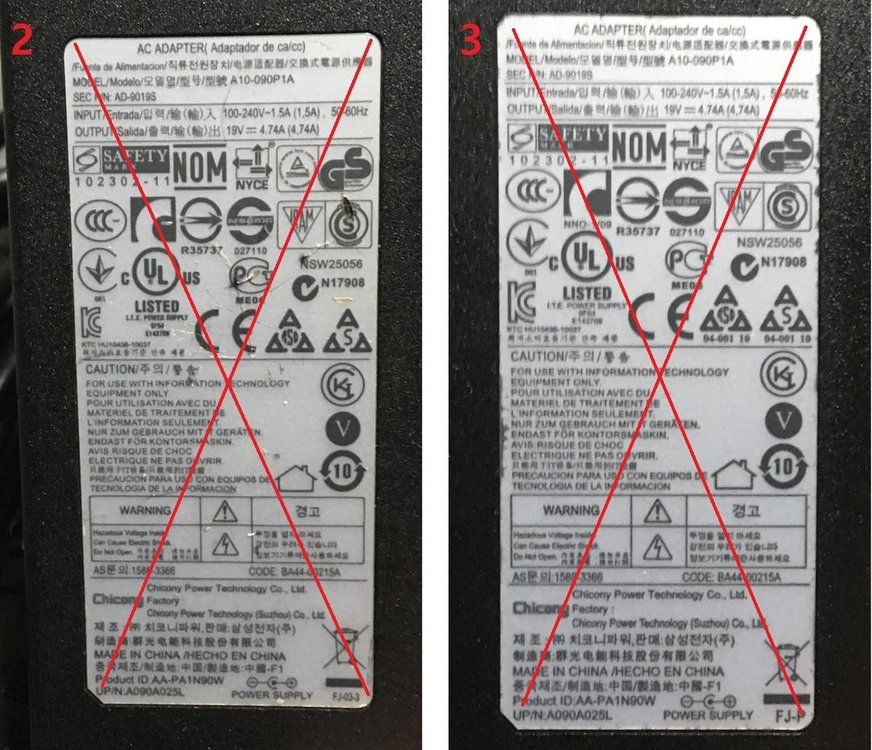 삼성 19V 14V 종류별 어댑터 아답터 이미지