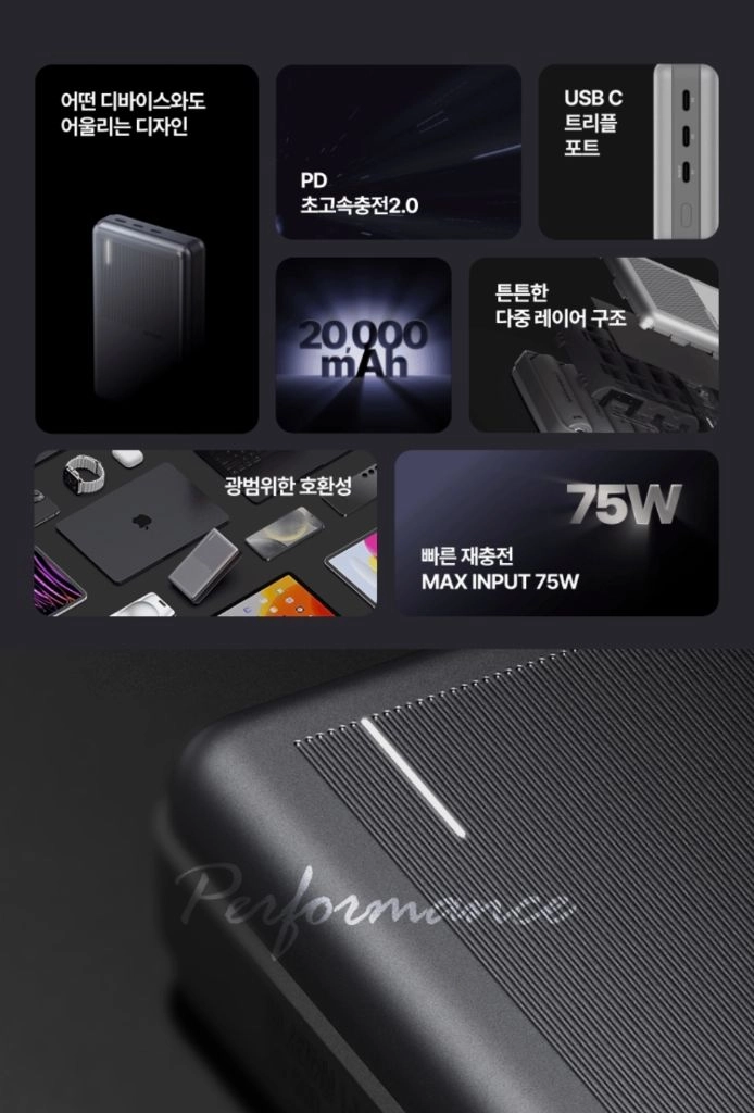 [상태 S급] 아트뮤 20000mAh 대용량 초고속 보조배터리 이미지