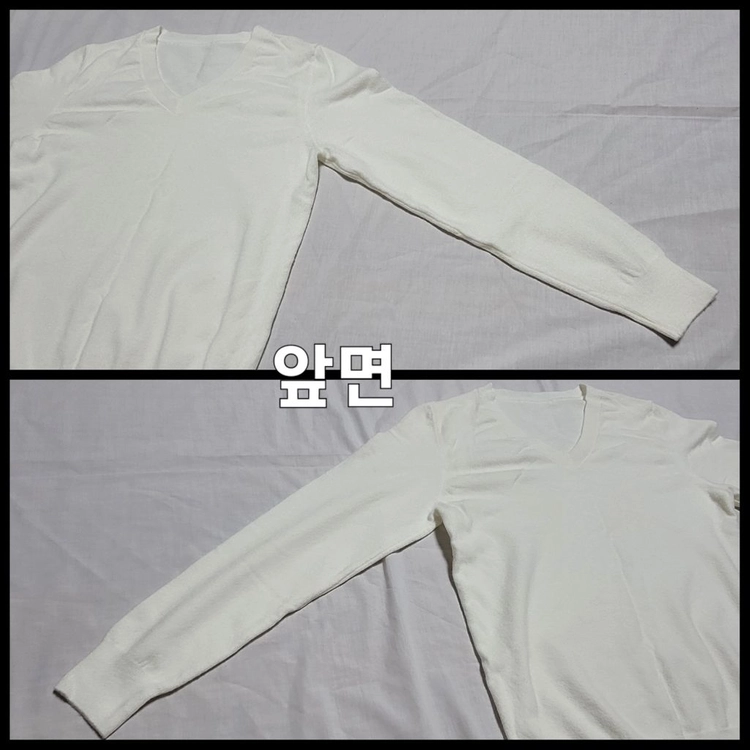 [코디 세트] 아이보리 V넥 니트 + 기모 안감 반바지(XS, S 사이즈) 이미지