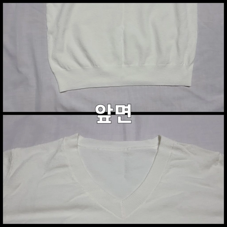 [코디 세트] 아이보리 V넥 니트 + 기모 안감 반바지(XS, S 사이즈) 이미지
