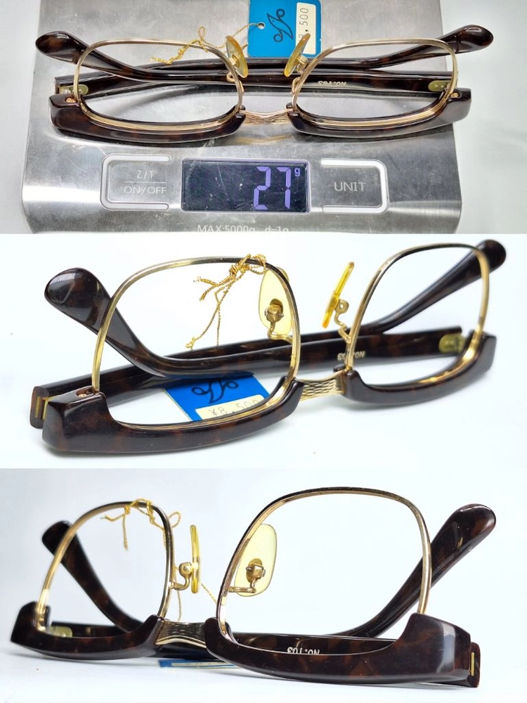 No.103 안경테 50mm 콤비 하금테 일본 빈티지 데드스톡 아메카지 레트로 클래식 앤틱 복고 Y2K 패션 수입 이미지
