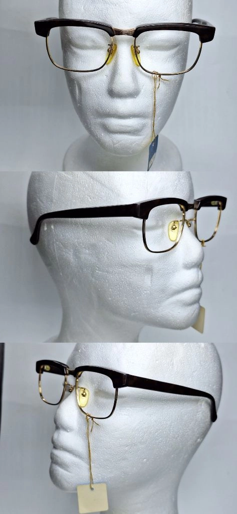 No.103 안경테 50mm 콤비 하금테 일본 빈티지 데드스톡 아메카지 레트로 클래식 앤틱 복고 Y2K 패션 수입 이미지