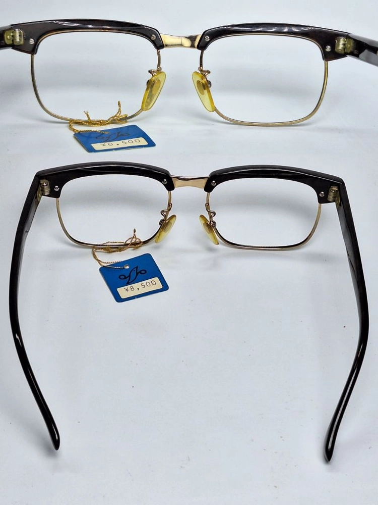 No.103 안경테 50mm 콤비 하금테 일본 빈티지 데드스톡 아메카지 레트로 클래식 앤틱 복고 Y2K 패션 수입 이미지