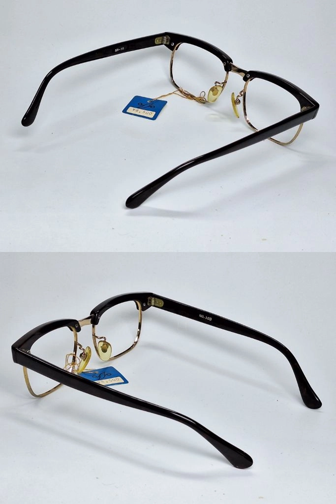 No.103 안경테 50mm 콤비 하금테 일본 빈티지 데드스톡 아메카지 레트로 클래식 앤틱 복고 Y2K 패션 수입 이미지