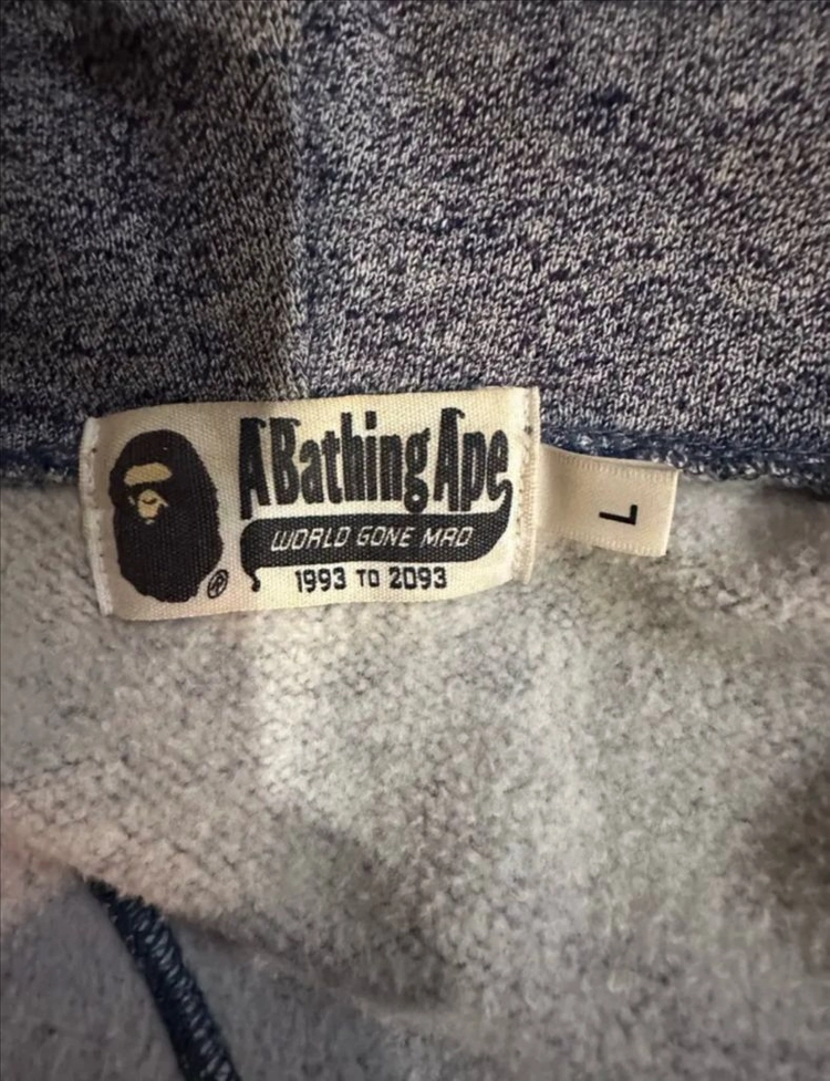 베이프(Bape) 샤크 타이거 카모 풀집 후드 집업 그레이 L 이미지