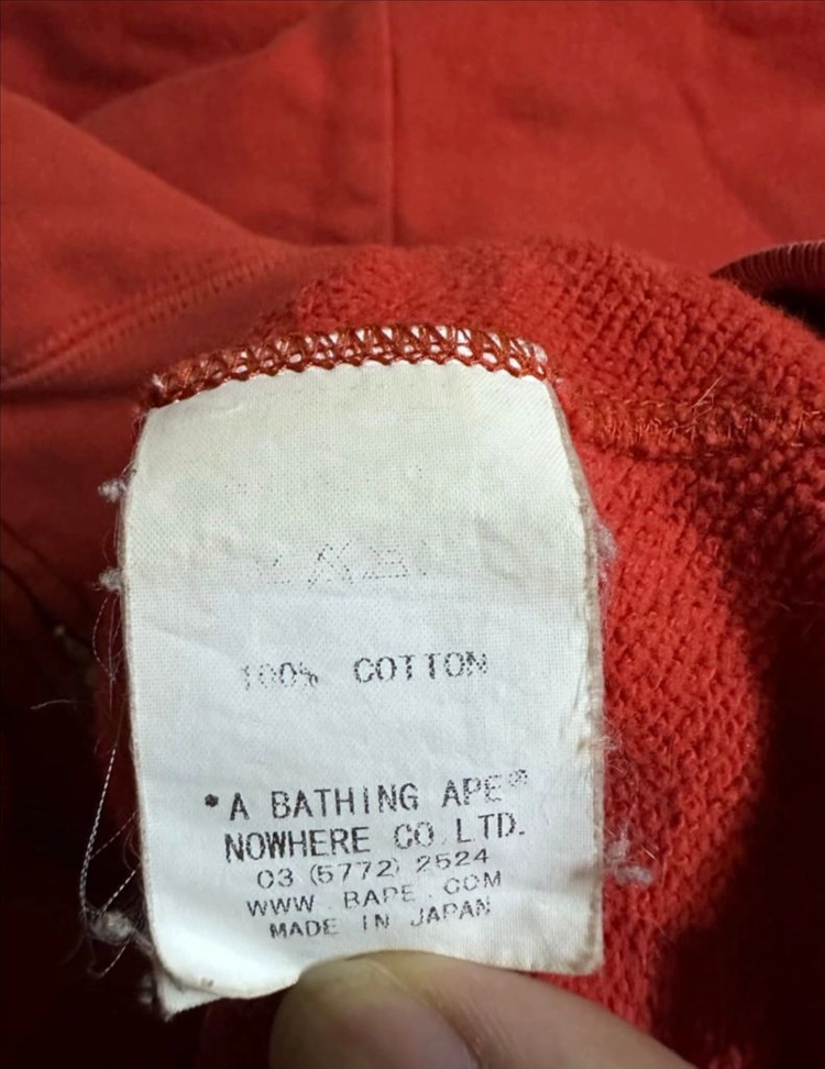 베이프(Bape) 샤크 하프 앤 하프 카모 풀 집업 후드 레드 L 이미지