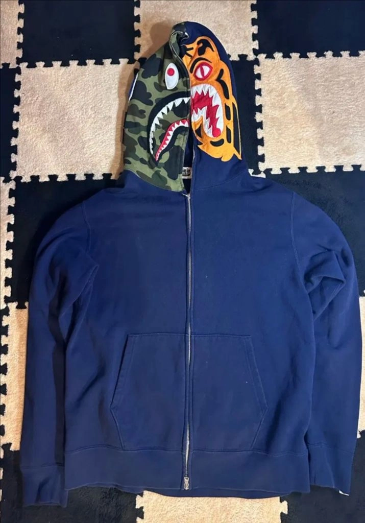 베이프(Bape) 샤크 타이거 크레이지 풀 집업 후드 XL 이미지