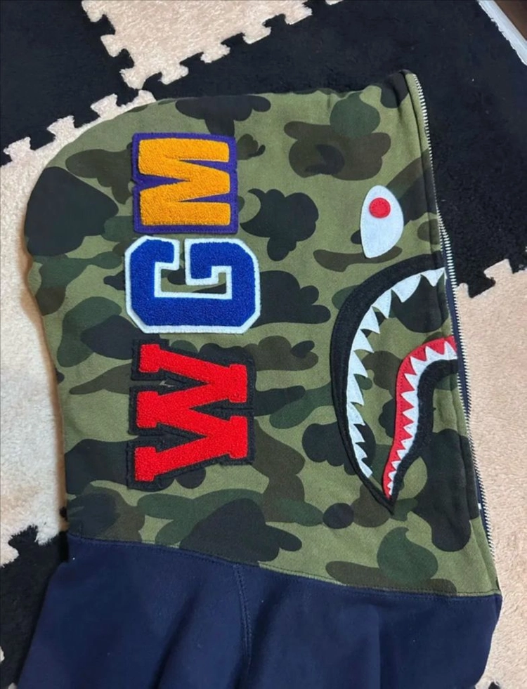 베이프(Bape) 샤크 타이거 크레이지 풀 집업 후드 XL 이미지
