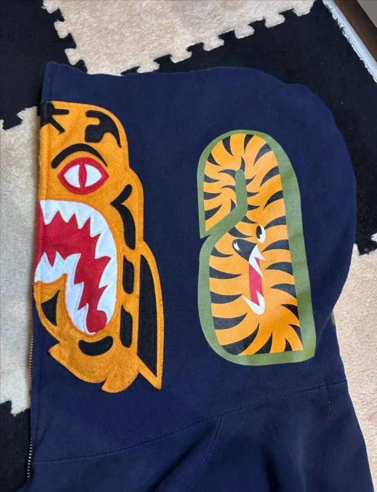 베이프(Bape) 샤크 타이거 크레이지 풀 집업 후드 XL 이미지