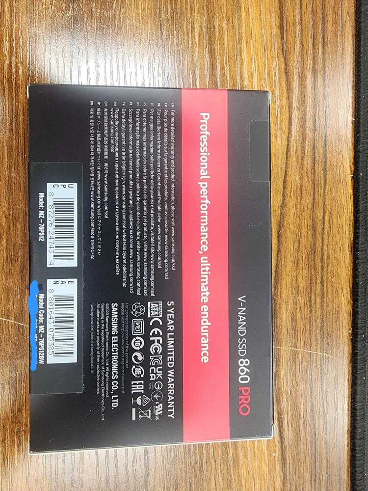 samsung ssd 860 PRO 512MB MZ-76P512 이미지