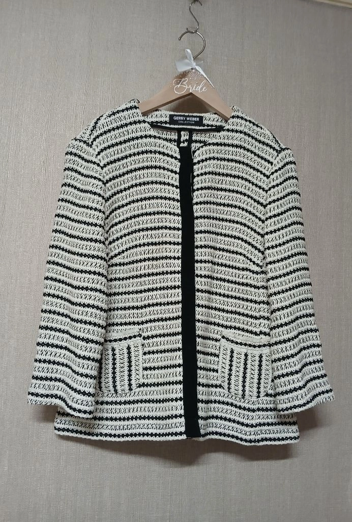 [정품] GERRY WEBER 블랙앤화이트 트위드 노카라 자켓 (독일 명품 브랜드) 이미지