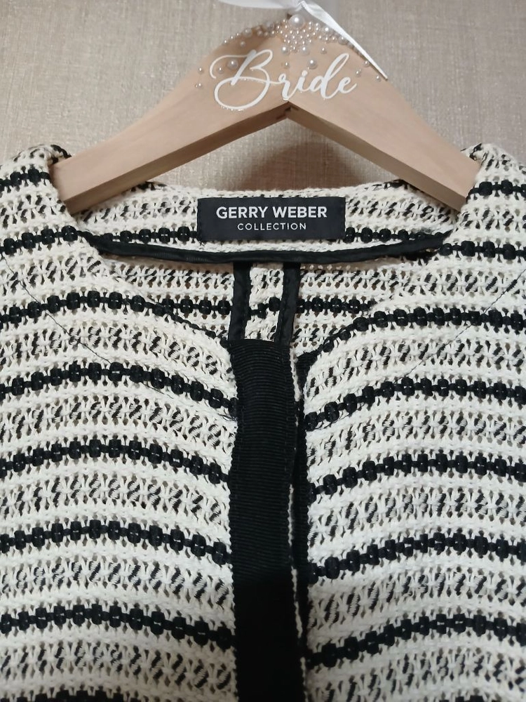 [정품] GERRY WEBER 블랙앤화이트 트위드 노카라 자켓 (독일 명품 브랜드) 이미지