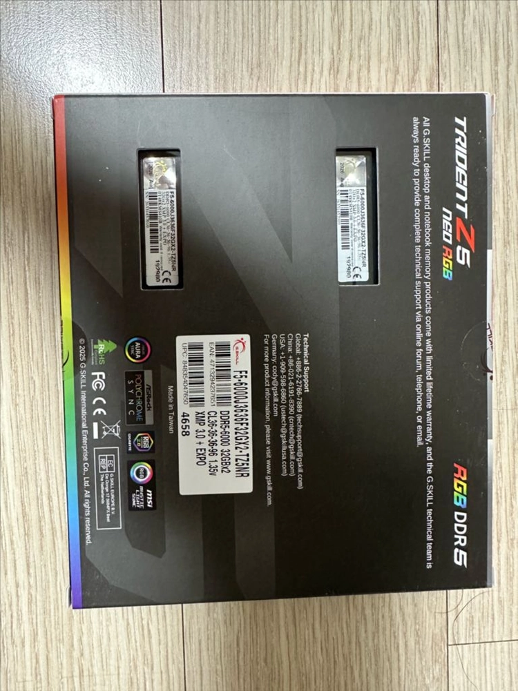 지스킬 DDR5-6000 CL36 TRIDENT Z5 NEO RGB J 패키지 64GB(32Gx2) 이미지