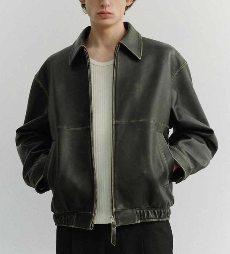 던스트 UNISEX DRIZZLER LEATHER JACKET_UDJU6A105_BRUSHED BLACK 이미지