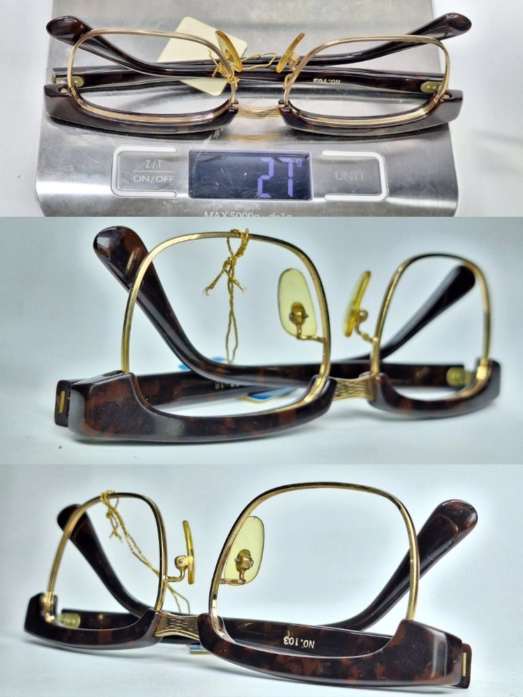 No.103 안경테 52mm 콤비 하금테 일본 빈티지 데드스톡 아메카지 레트로 클래식 앤틱 복고 Y2K 패션 수입 이미지