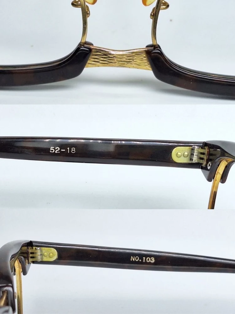 No.103 안경테 52mm 콤비 하금테 일본 빈티지 데드스톡 아메카지 레트로 클래식 앤틱 복고 Y2K 패션 수입 이미지